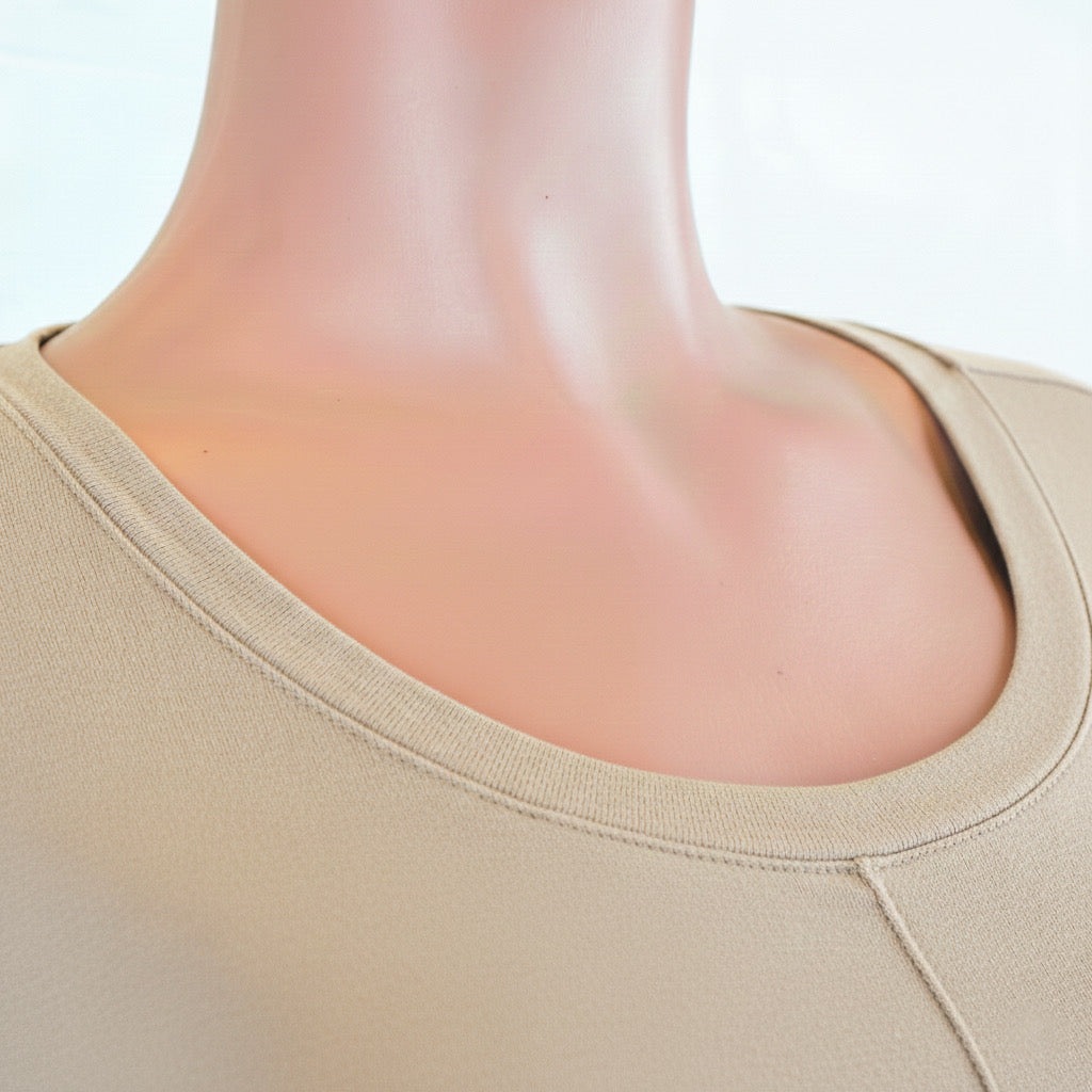 Robe demi manches couleur unie BIEGE