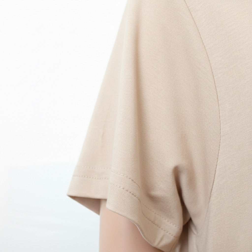 Robe demi manches couleur unie BIEGE