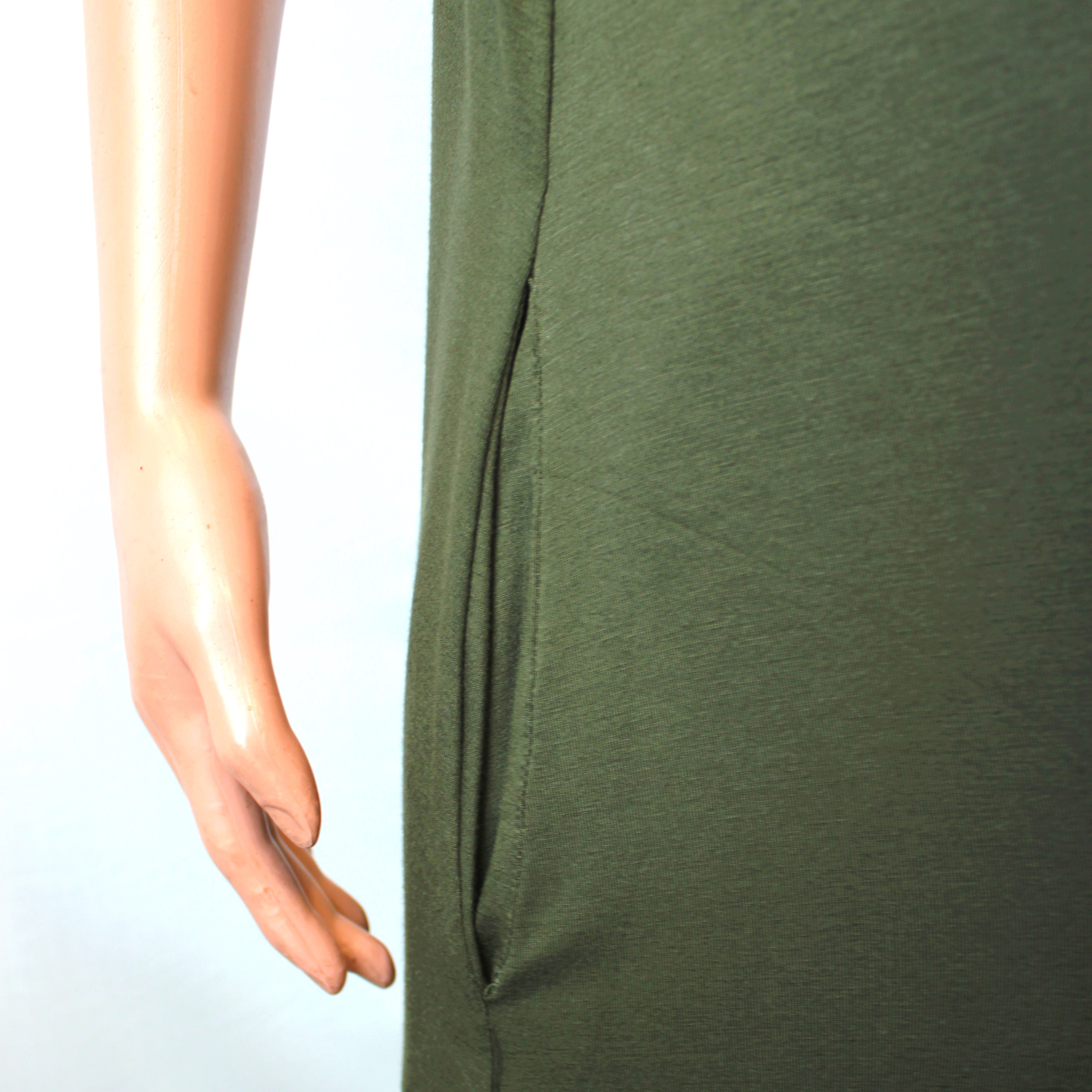 Robe demi manches couleur unie VERT