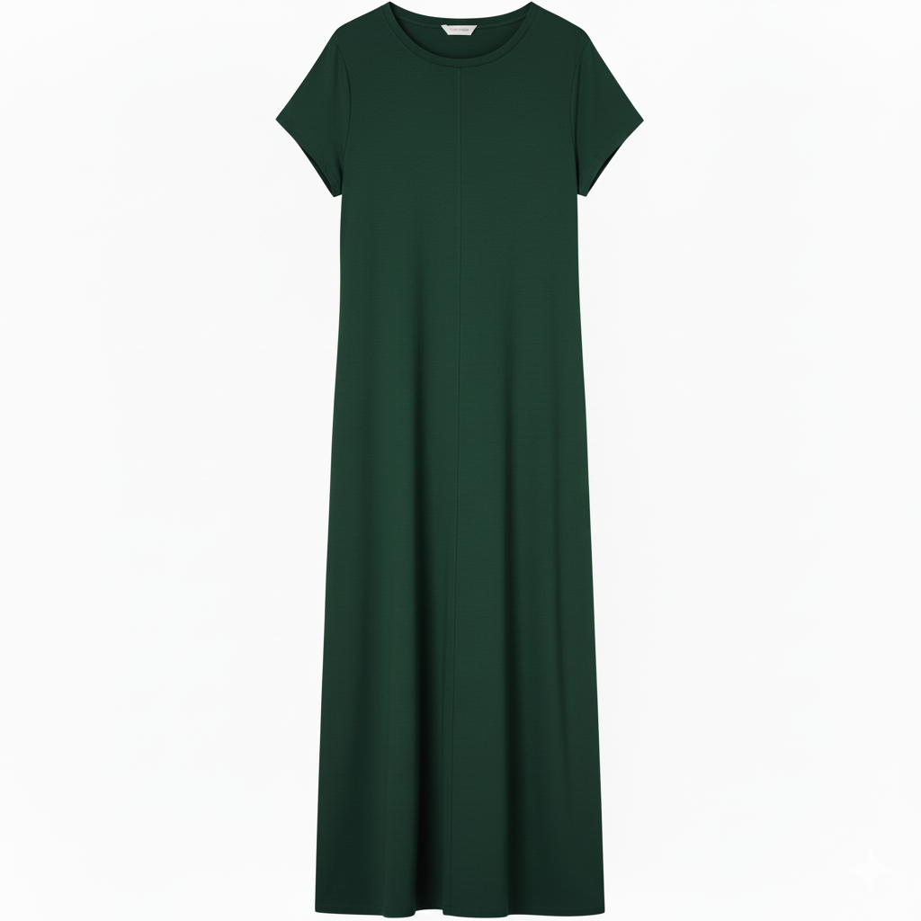 Robe demi manches couleur unie VERT