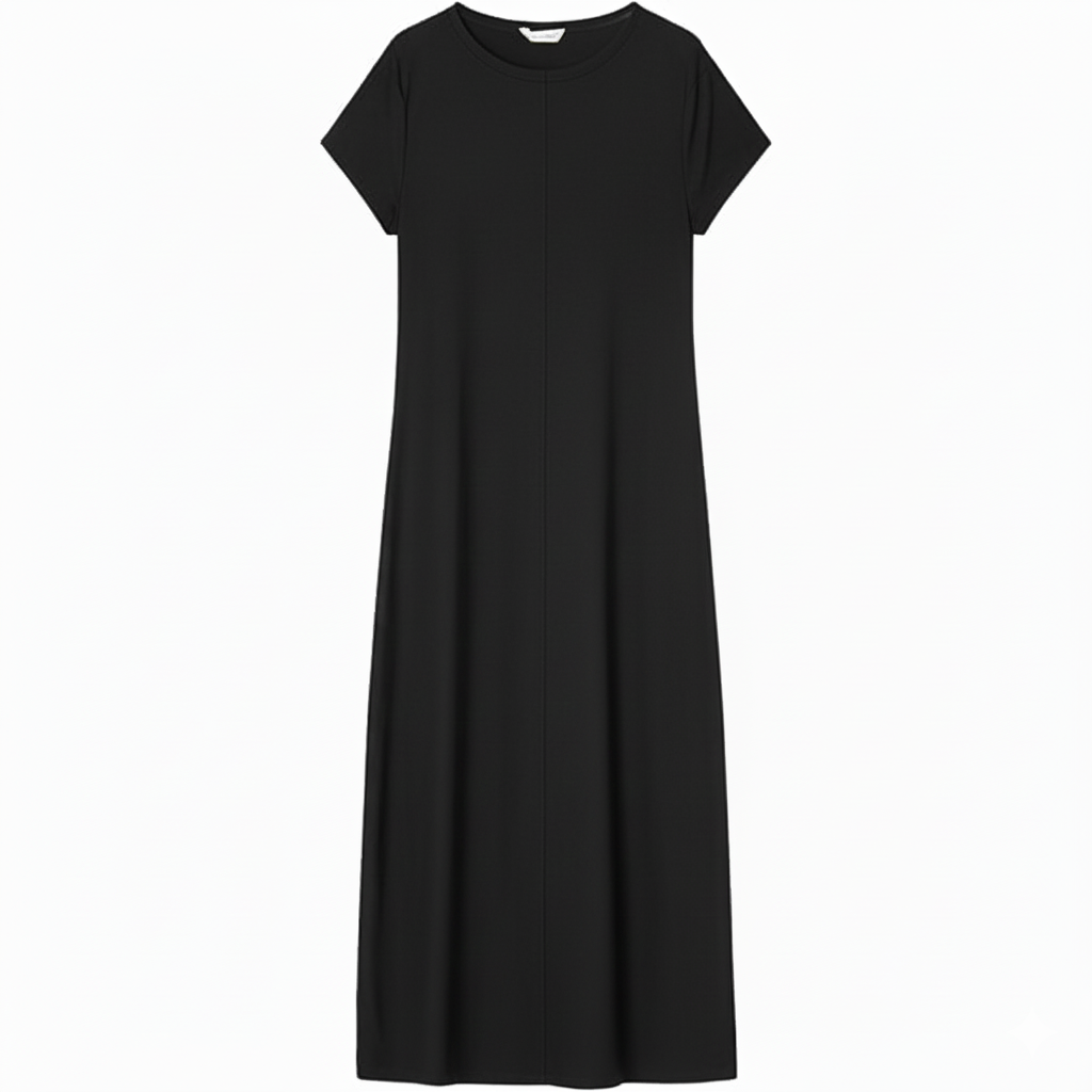 Robe demi manches couleur unie NOIR
