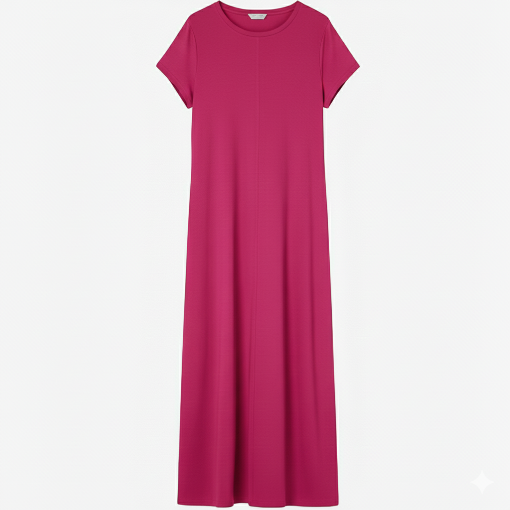 Robe demi manches couleur unie rose