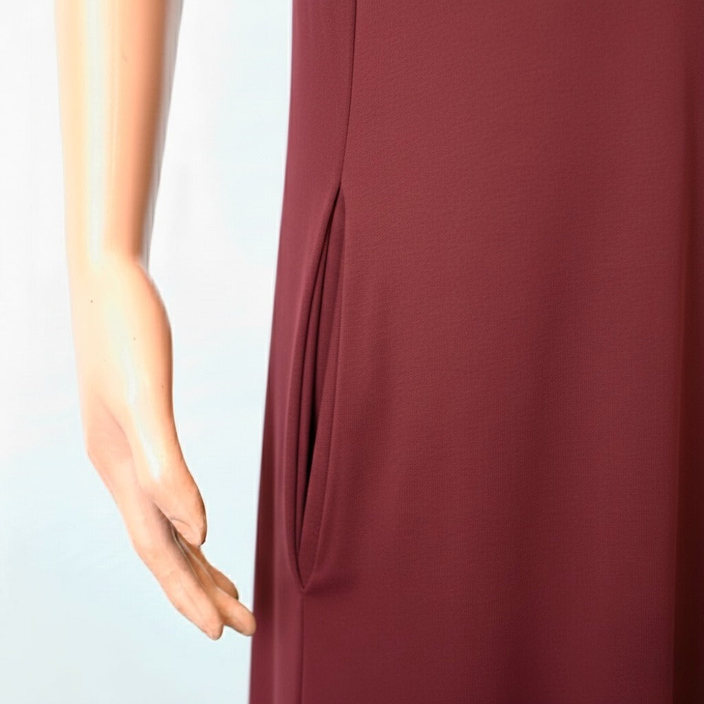 Robe demi manches couleur unie bordeaux